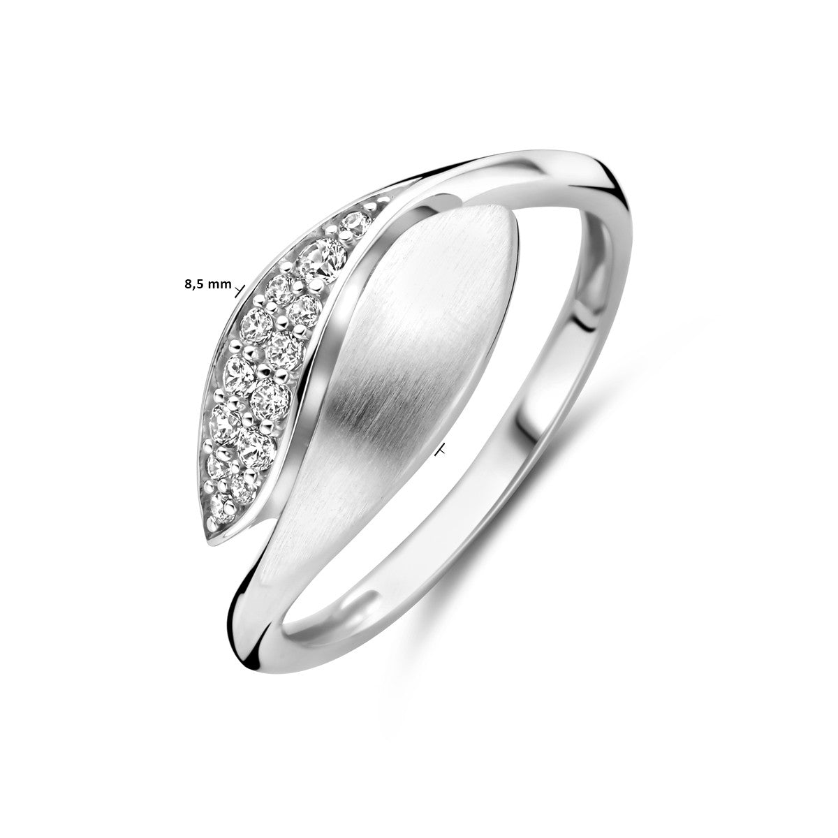 Ring zirkonia poli/mat 8,5 mm zilver