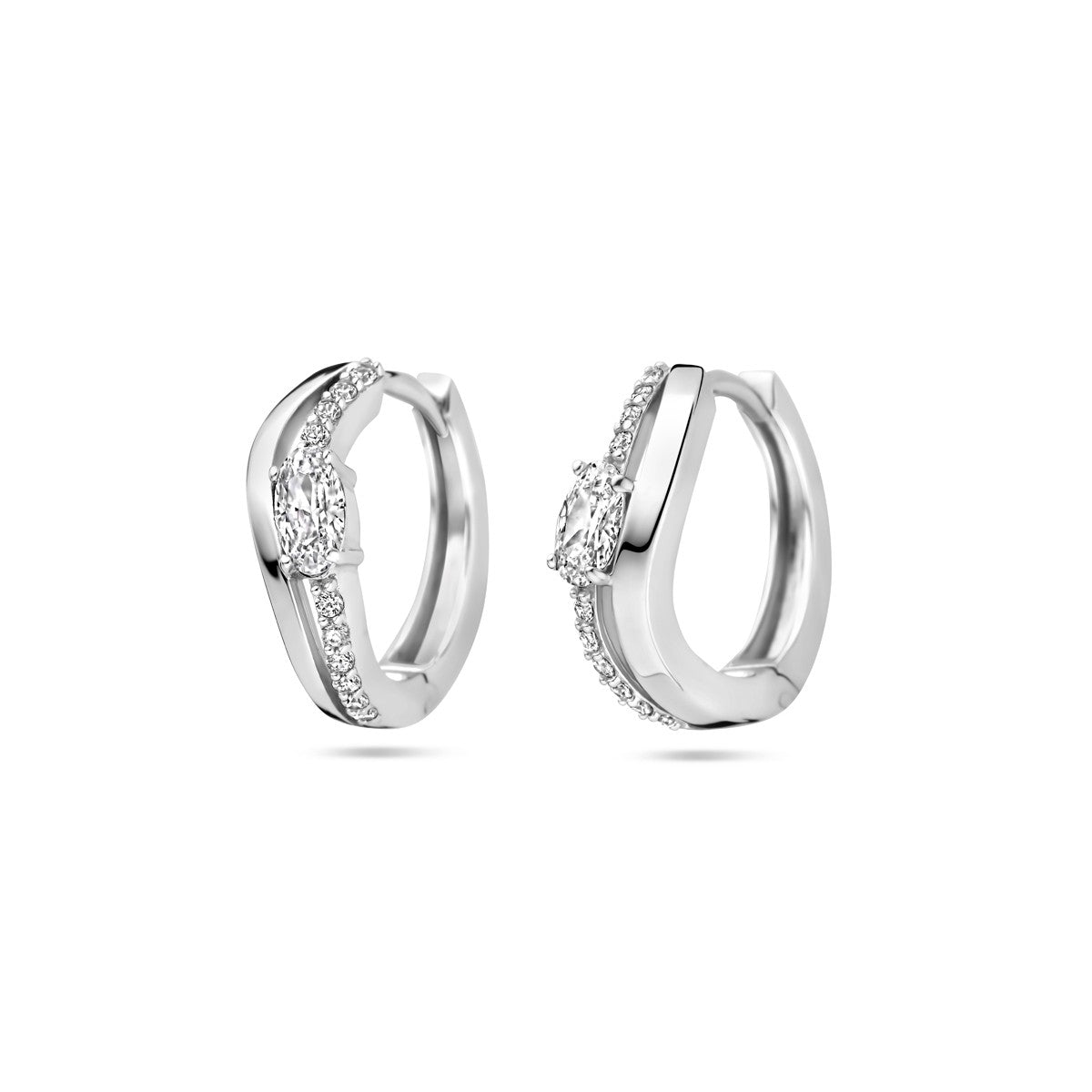 Fantasy Collection Oorbellen zirkonia 14,5 mm zilver