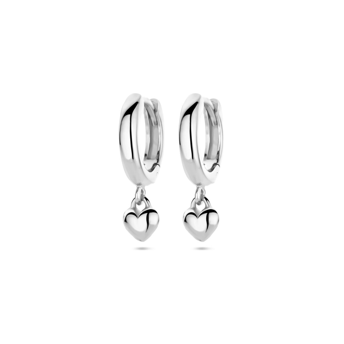 Fantasy Collection Oorbellen hanger hartje 16 mm zilver