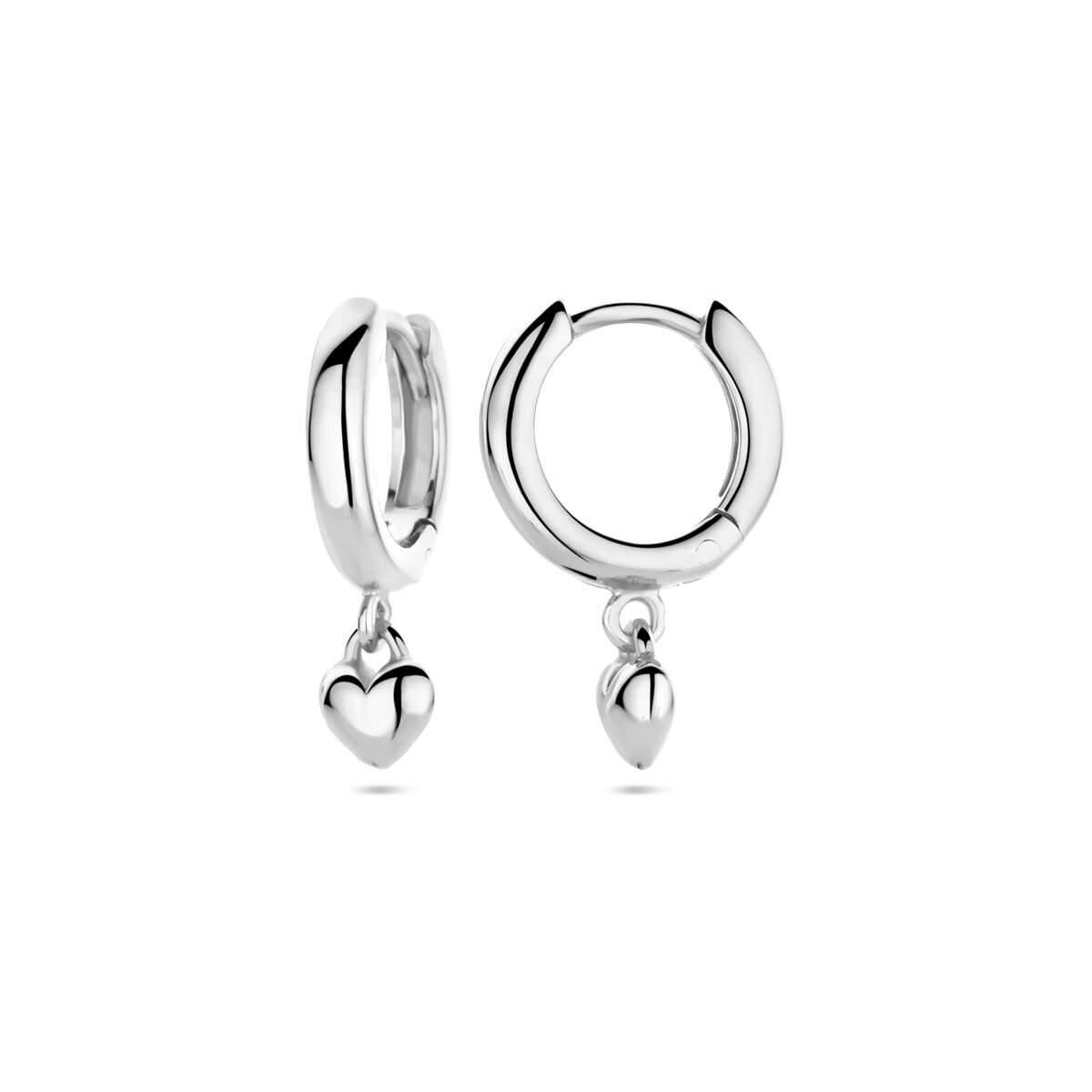 Fantasy Collection Oorbellen hanger hartje 16 mm zilver