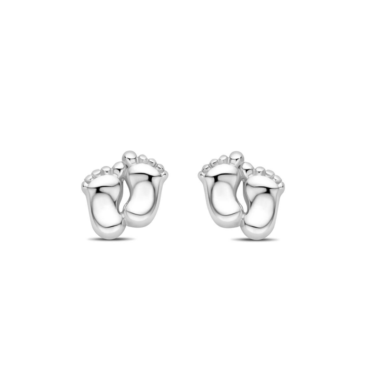 Fantasy Collection Oorbellen baby voetjes 8 mm zilver
