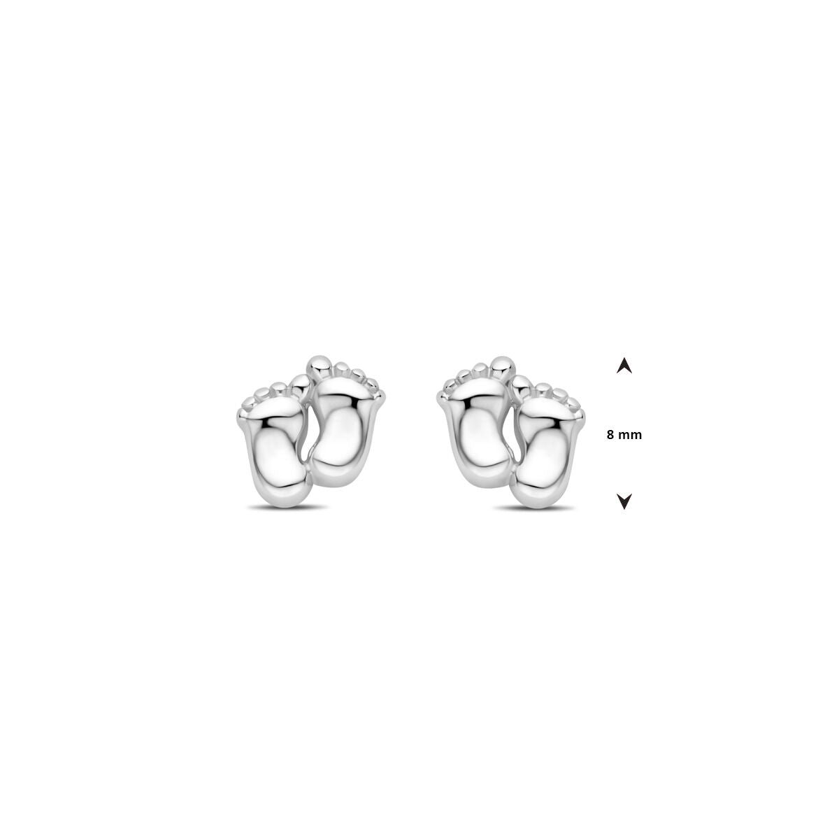 Fantasy Collection Oorbellen baby voetjes 8 mm zilver