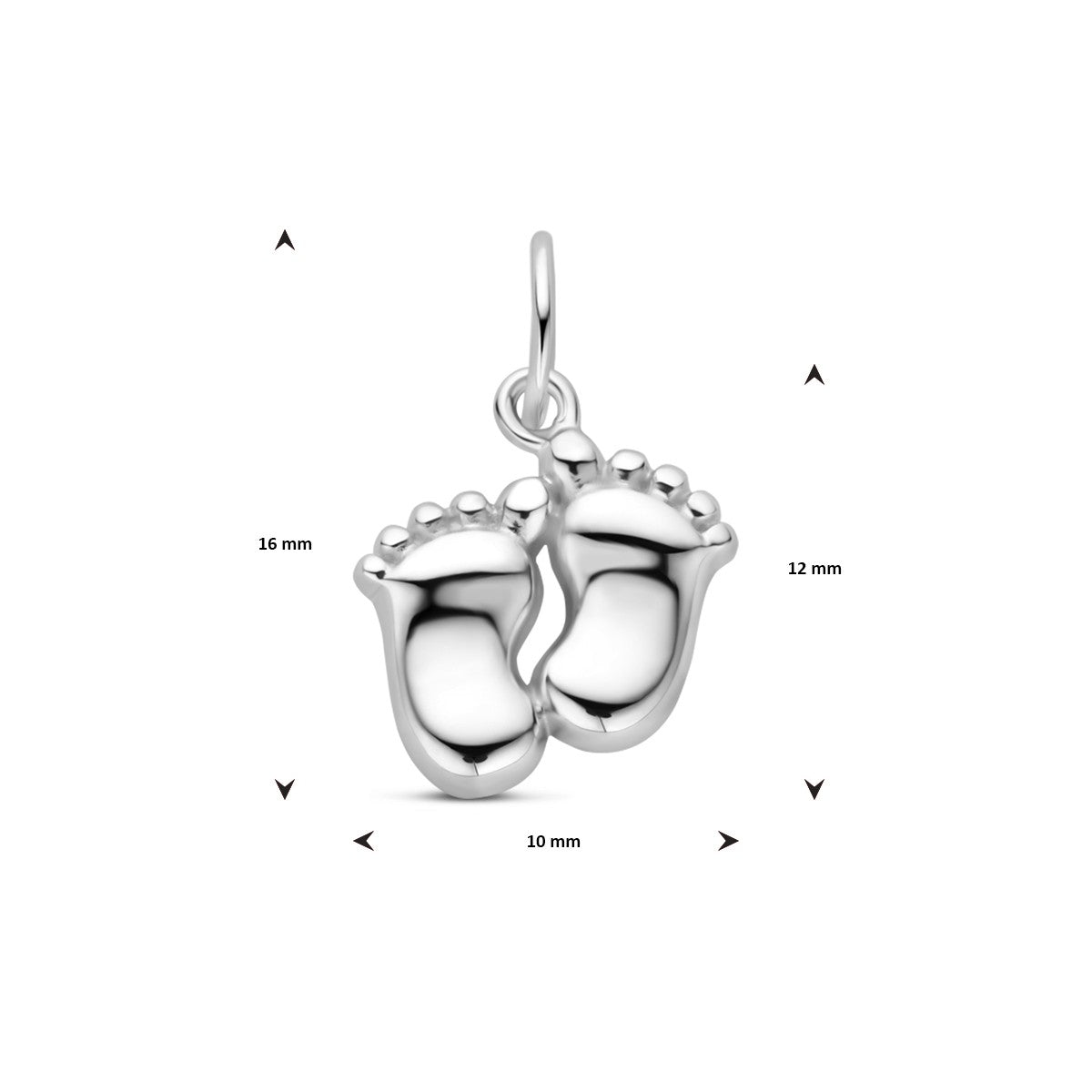 Hanger baby voetjes 16 mm zilver