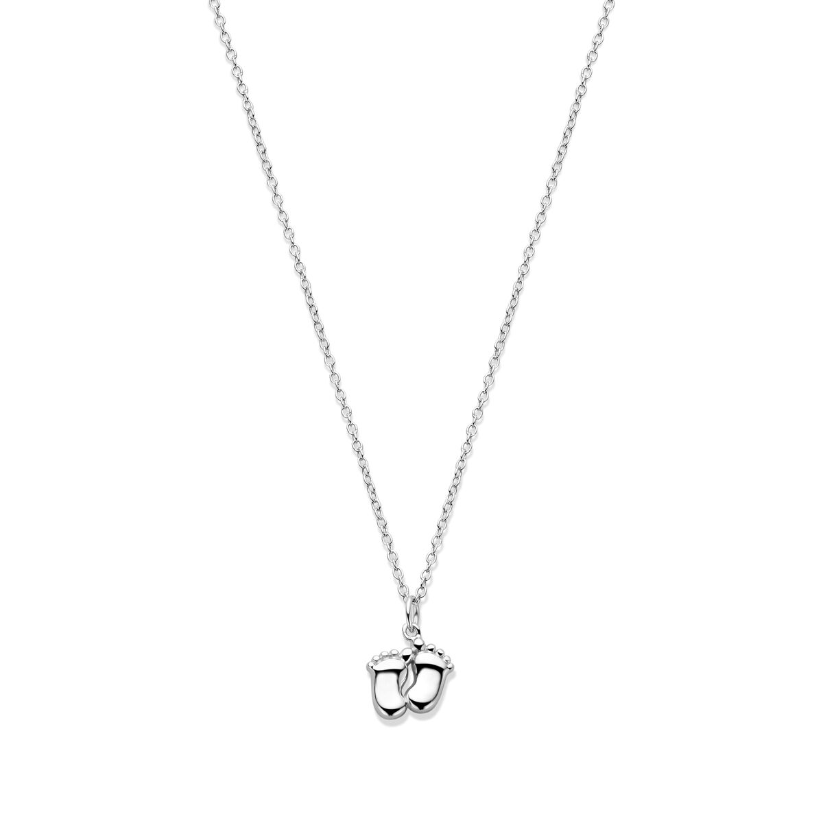 Fantasy Collection Collier baby voetjes 41 - 43 - 45 cm zilver