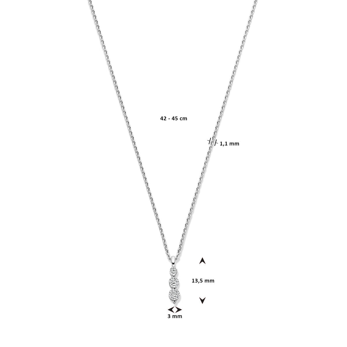 Fantasy Collection Collier zirkonia 42 - 45 cm zilver