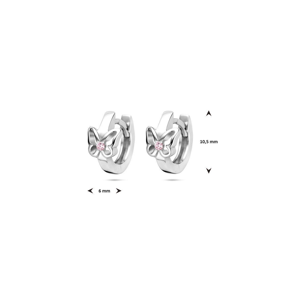 Oorbellen vlinder 10,5 mm zilver