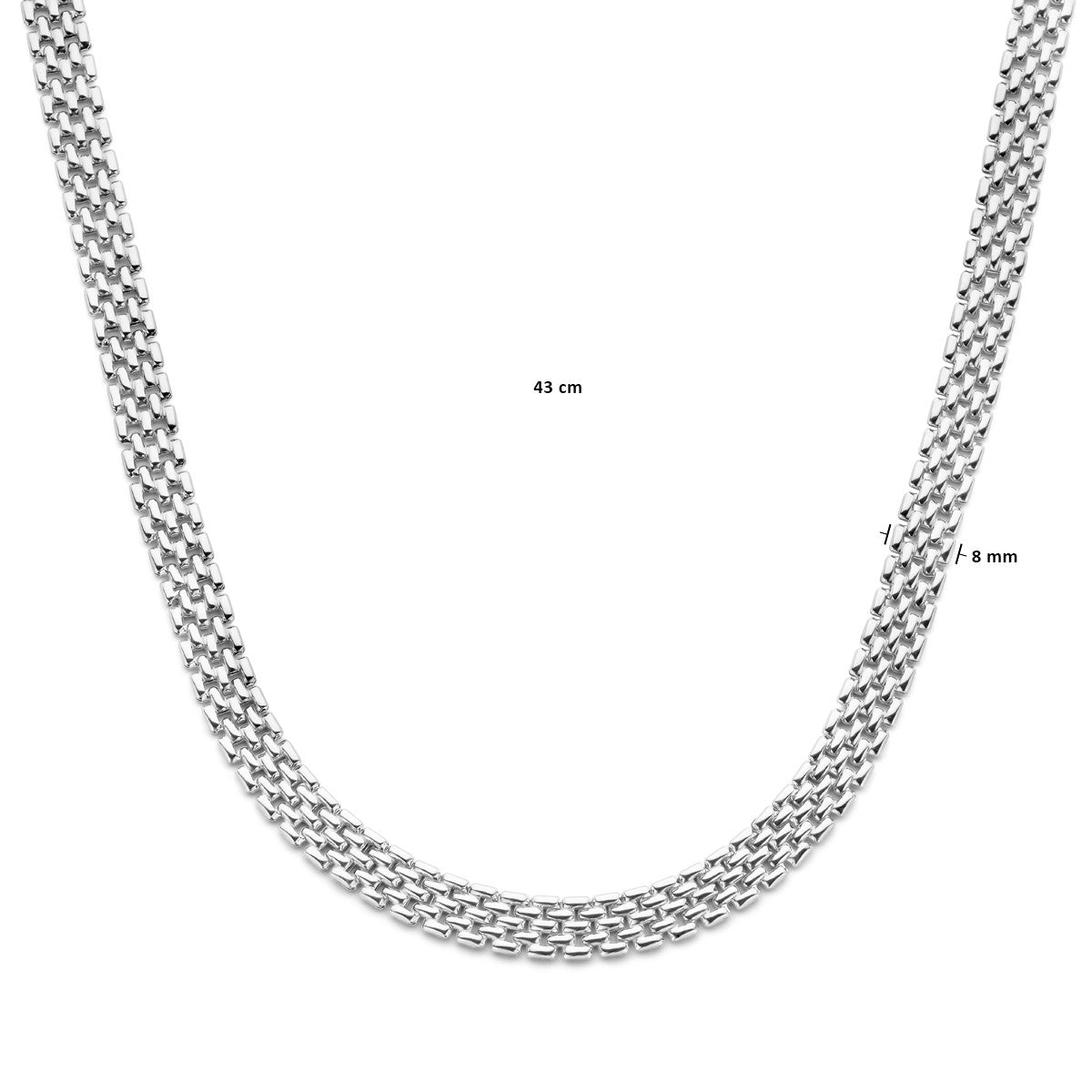 Collier panter 8 mm 43 cm zilver