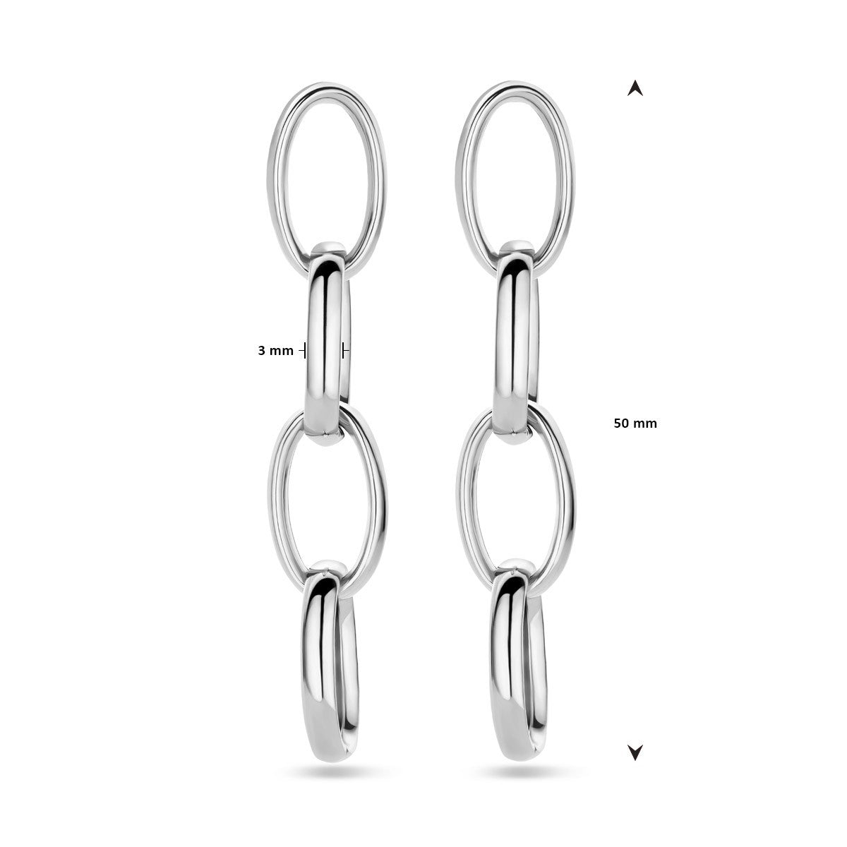 Hangende oorbellen schakel 50 mm zilver