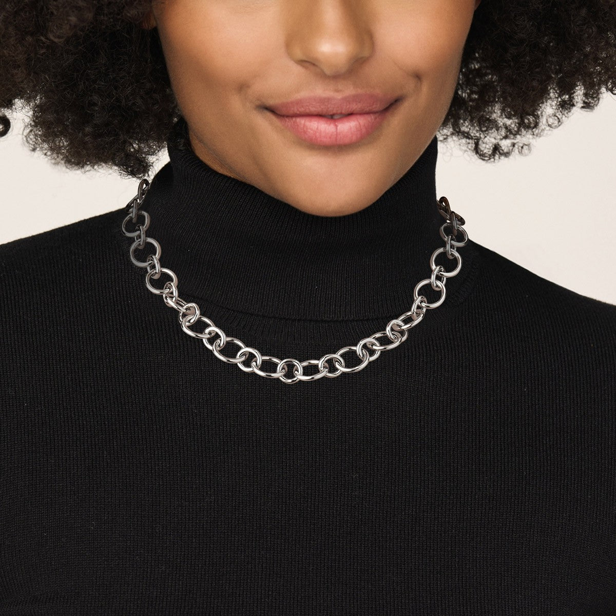 Collier 17 mm 46 cm zilver