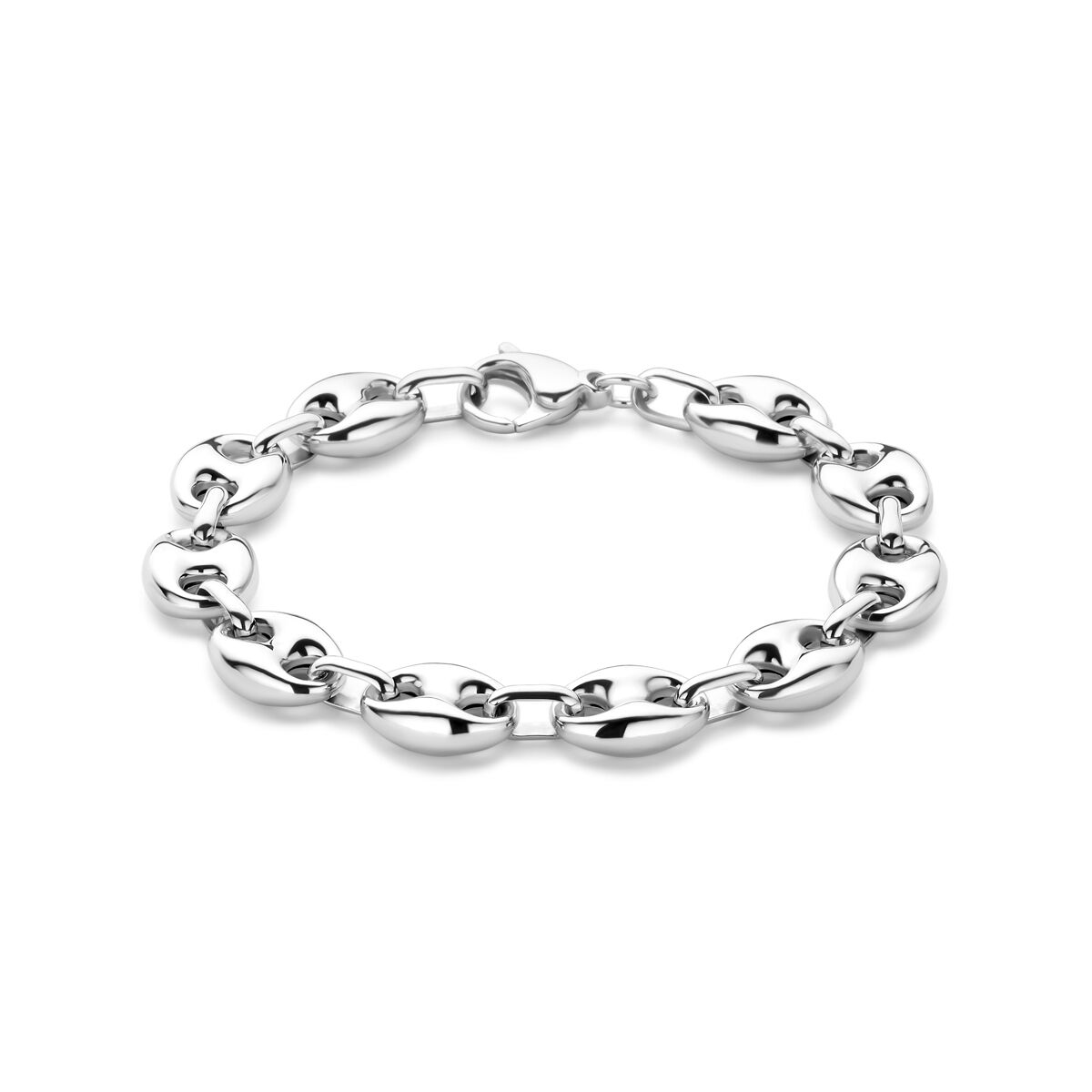 Fantasy Collection Armband koffieboon 11 mm 20 cm zilver