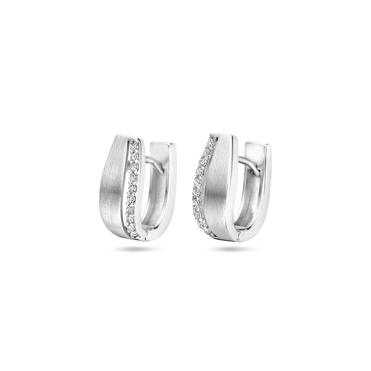 Fantasy Collection Oorbellen zirkonia 14 mm poli/mat zilver