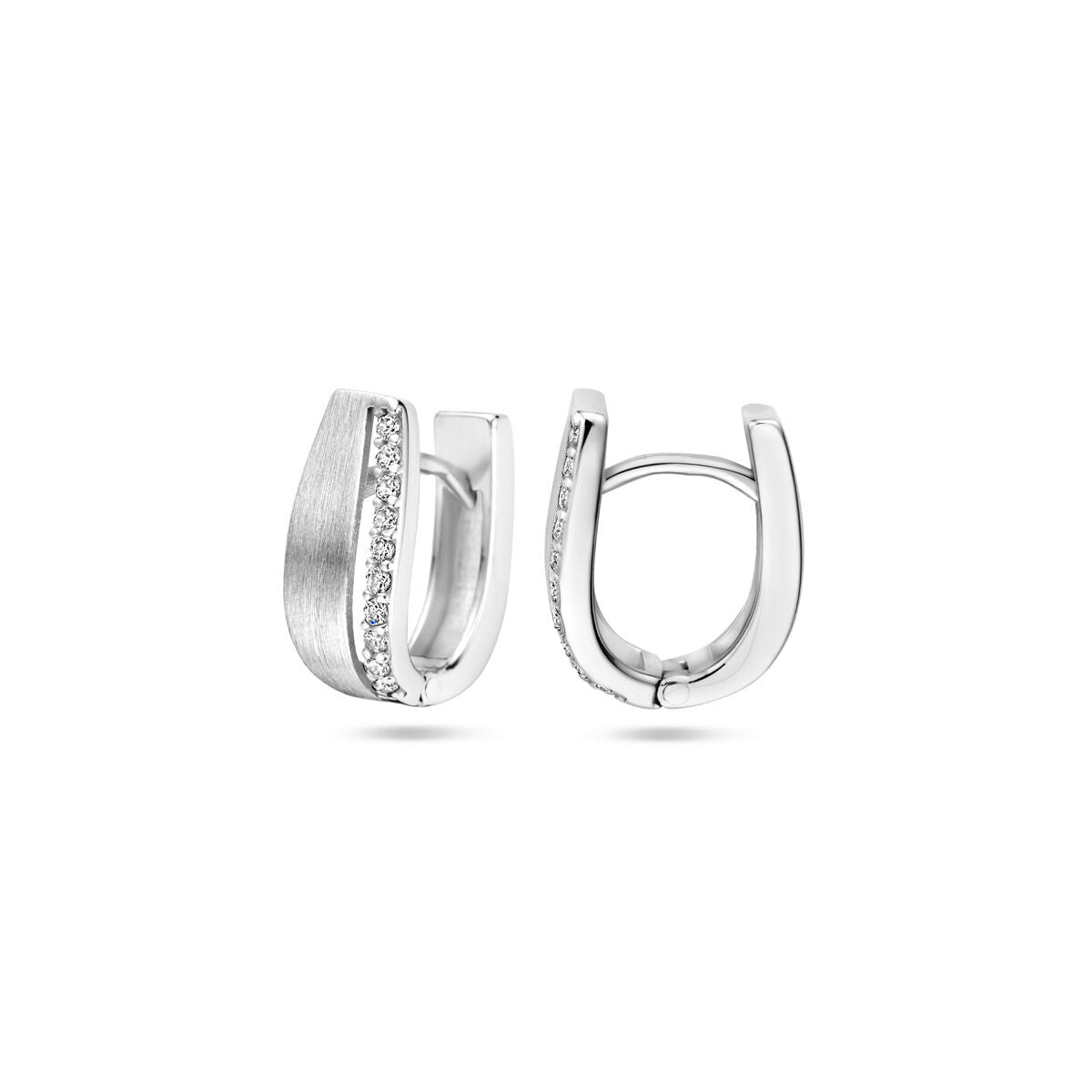 Fantasy Collection Oorbellen zirkonia 14 mm poli/mat zilver