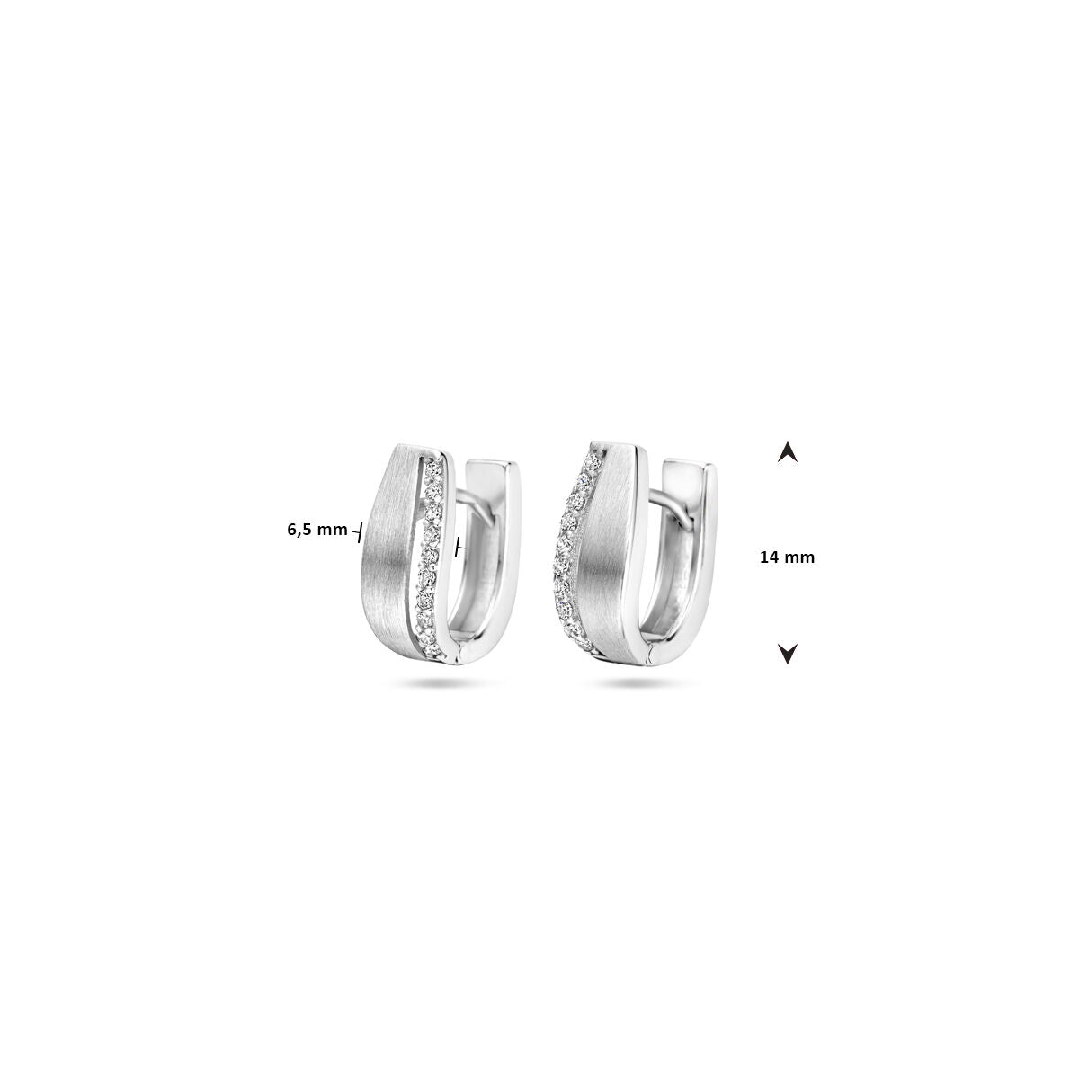 Fantasy Collection Oorbellen zirkonia 14 mm poli/mat zilver