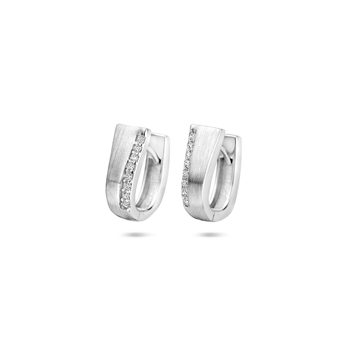 Fantasy Collection Oorbellen zirkonia 14 mm poli/mat zilver