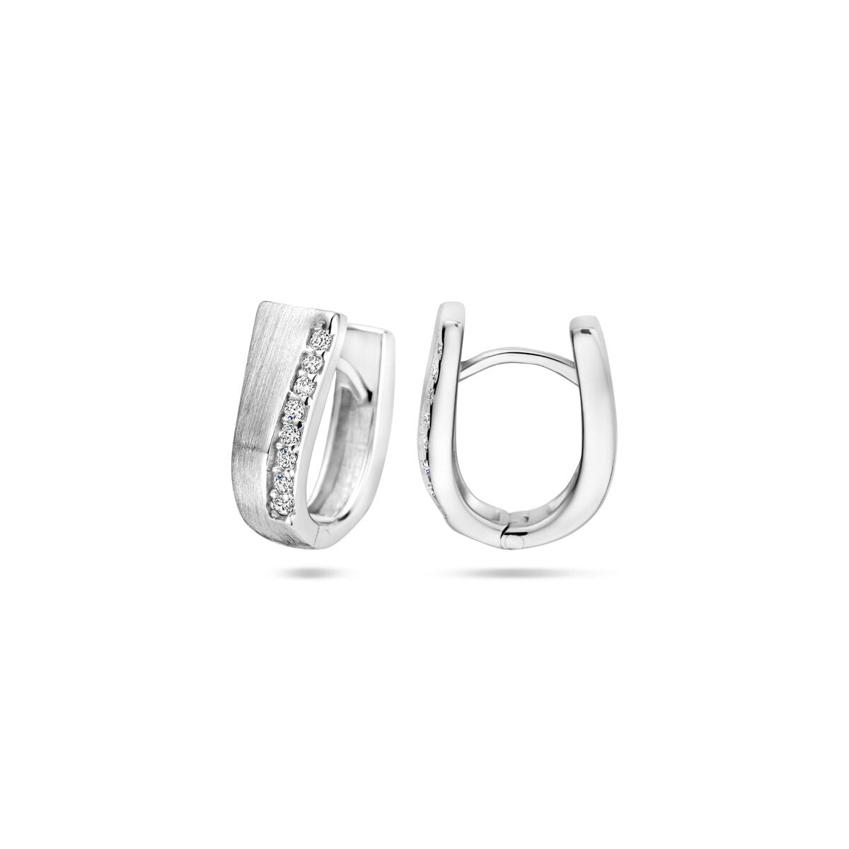 Fantasy Collection Oorbellen zirkonia 14 mm poli/mat zilver