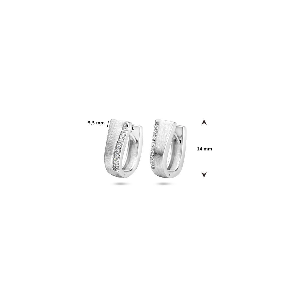 Fantasy Collection Oorbellen zirkonia 14 mm poli/mat zilver