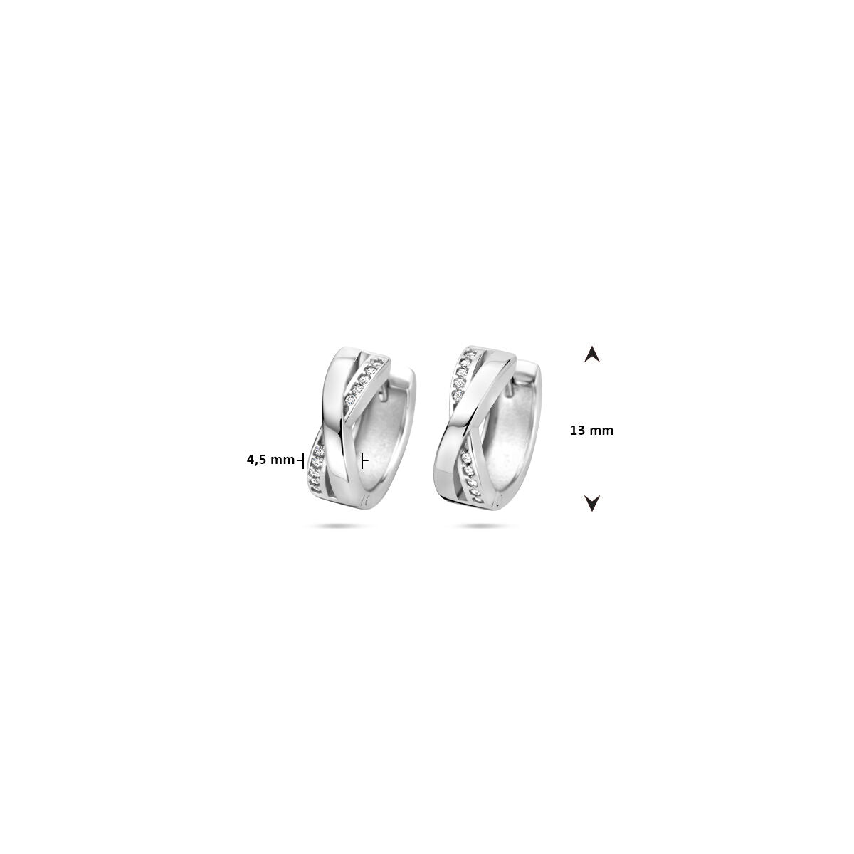 Fantasy Collection Oorbellen zirkonia 13 mm zilver