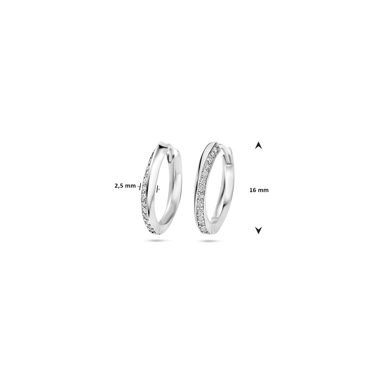 Fantasy Collection Oorbellen zirkonia 16 mm zilver