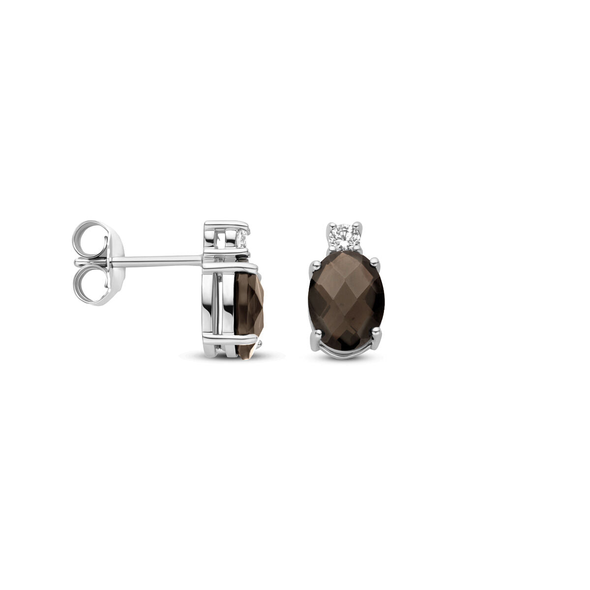 Fantasy Collection Oorbellen rookkwarts en zirkonia 10,5 mm zilver