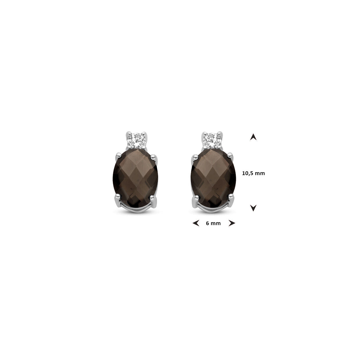 Fantasy Collection Oorbellen rookkwarts en zirkonia 10,5 mm zilver