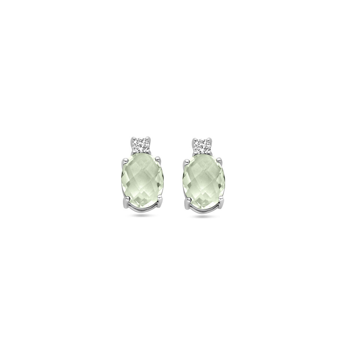 Fantasy Collection Oorbellen groen amethist zirkonia 10,5 mm zilver
