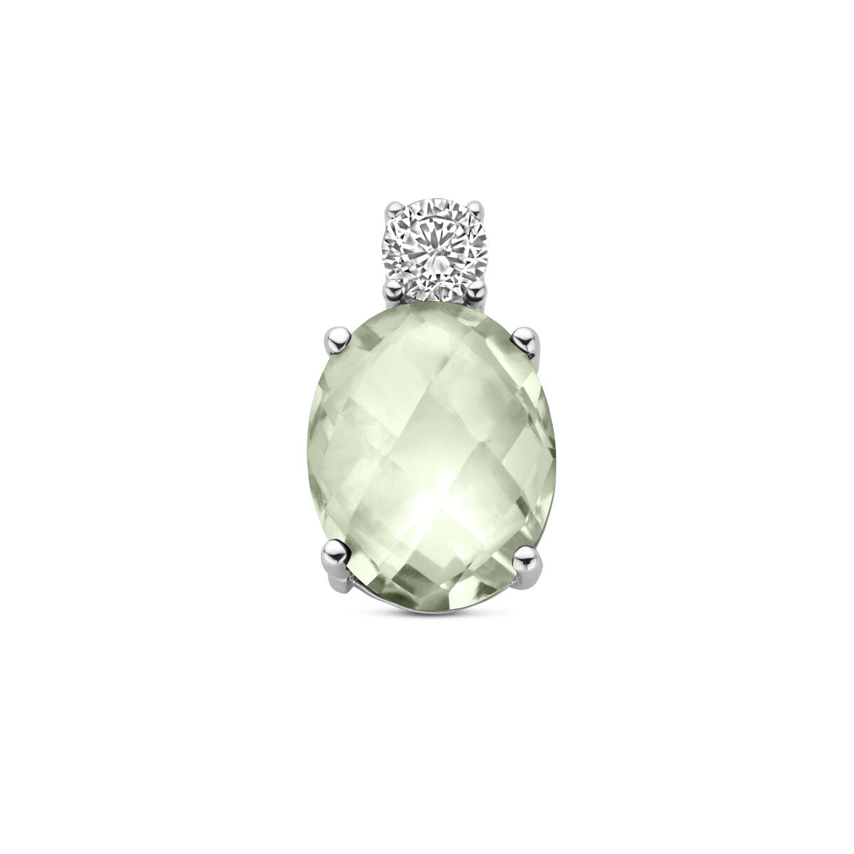 Fantasy Collection Hanger groen amethist en zirkonia 13 mm zilver