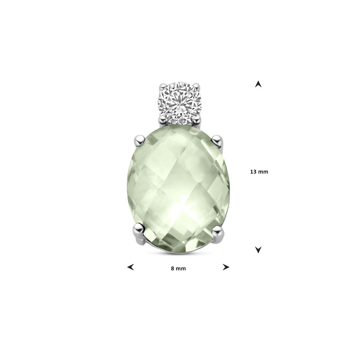 Fantasy Collection Hanger groen amethist en zirkonia 13 mm zilver