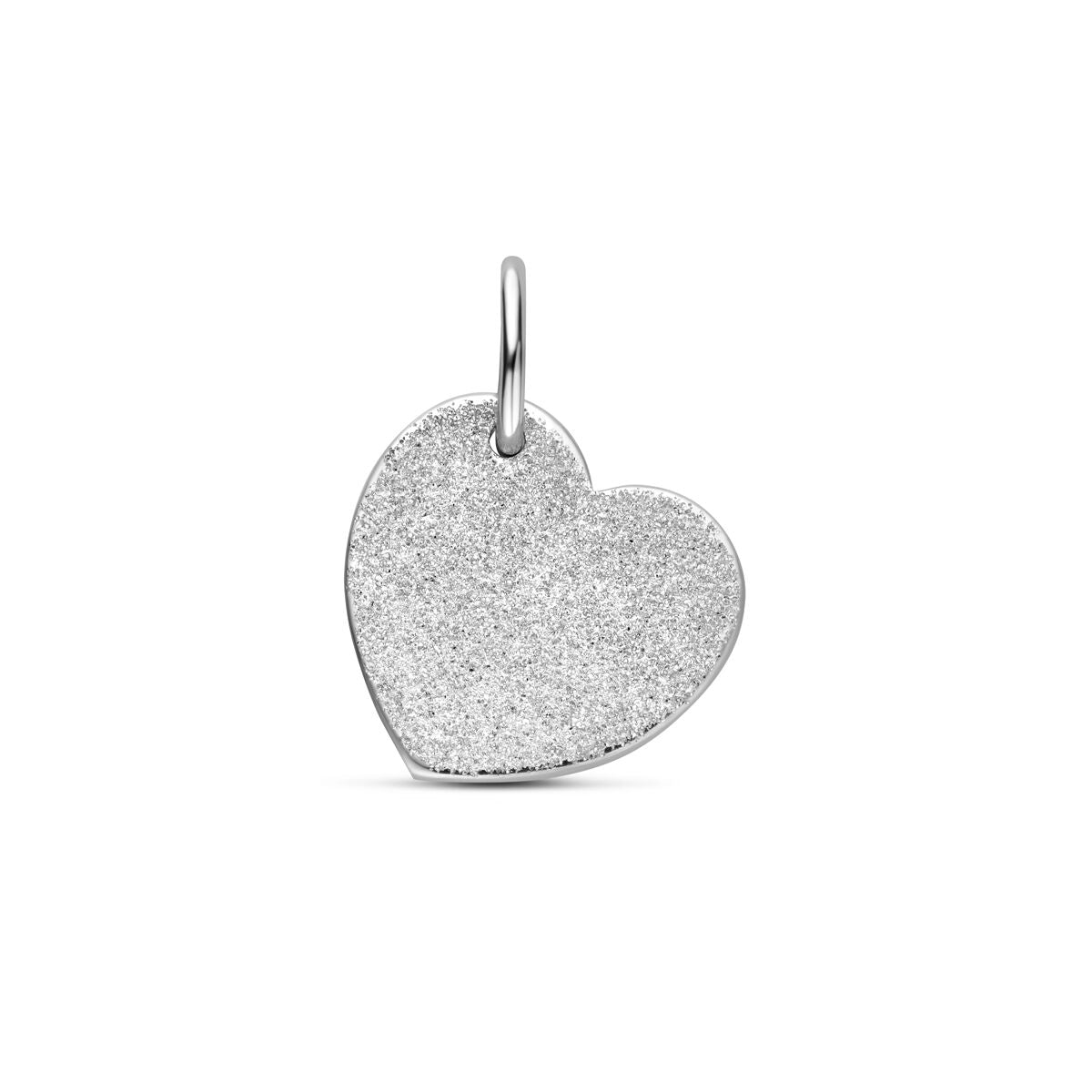 Fantasy Collection Graveerhanger hartje glitter gediamanteerd 20 mm zilver