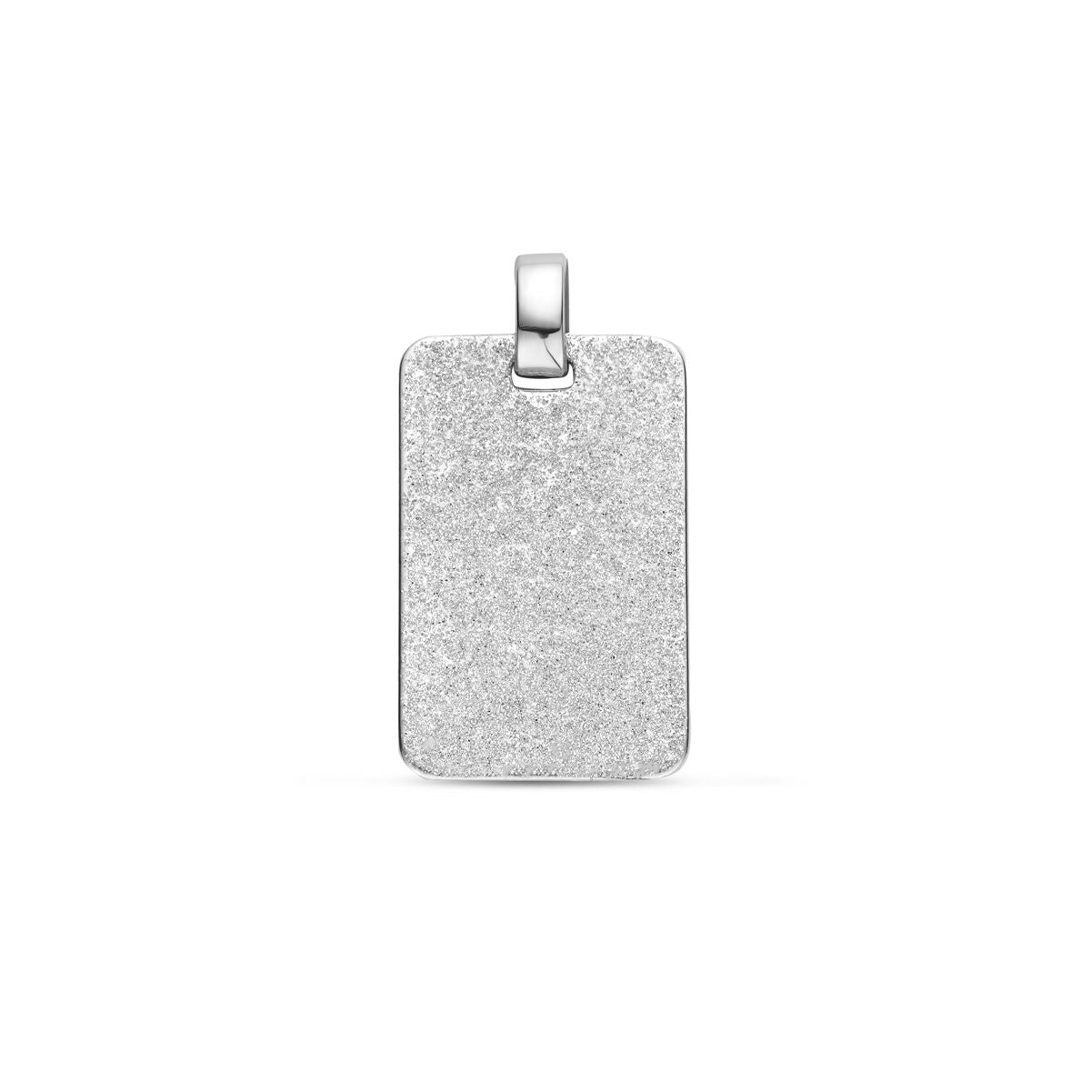 Fantasy Collection Graveerhanger glitter gediamanteerd 22 mm zilver