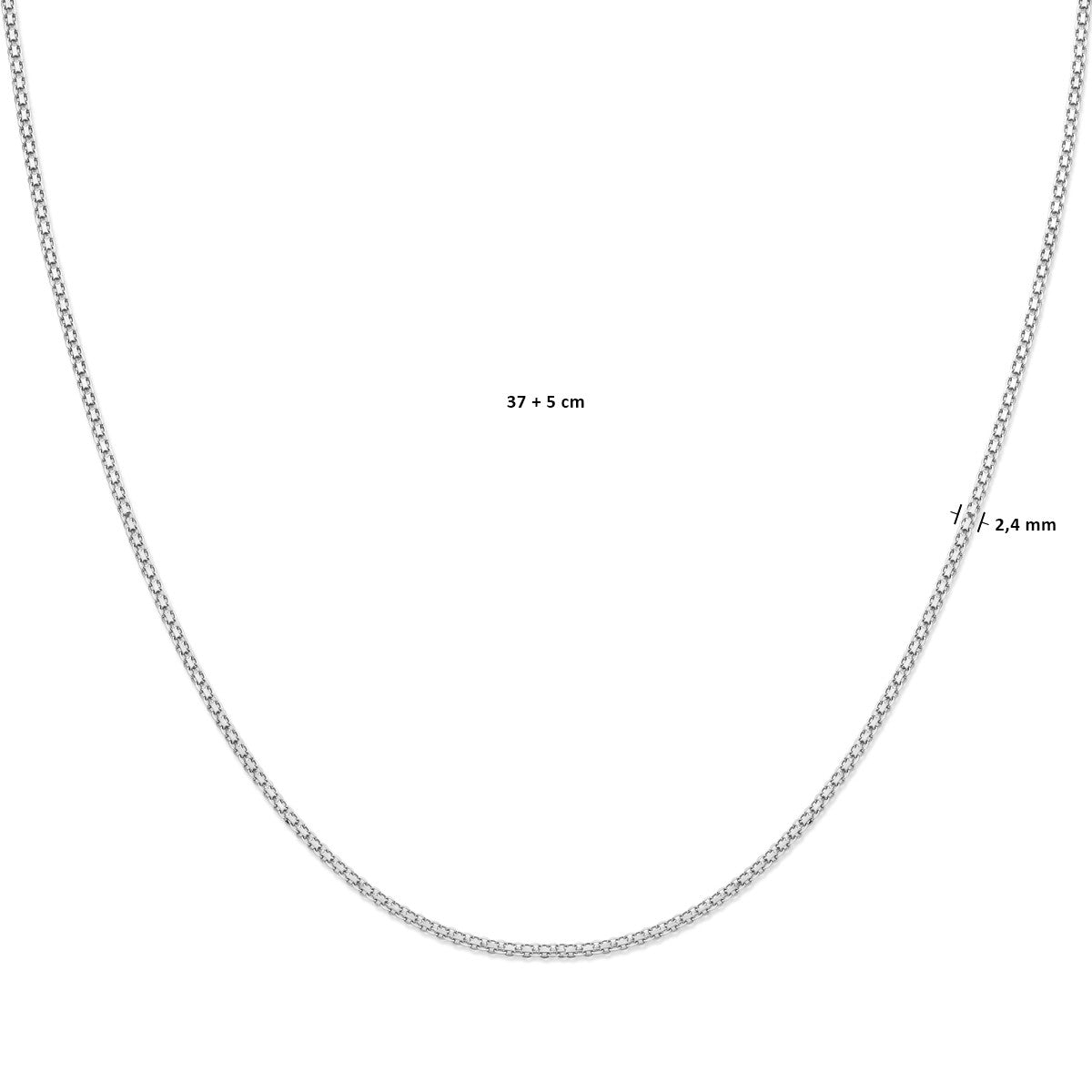 Collier bismarck 2,4 mm 37 + 5 cm zilver