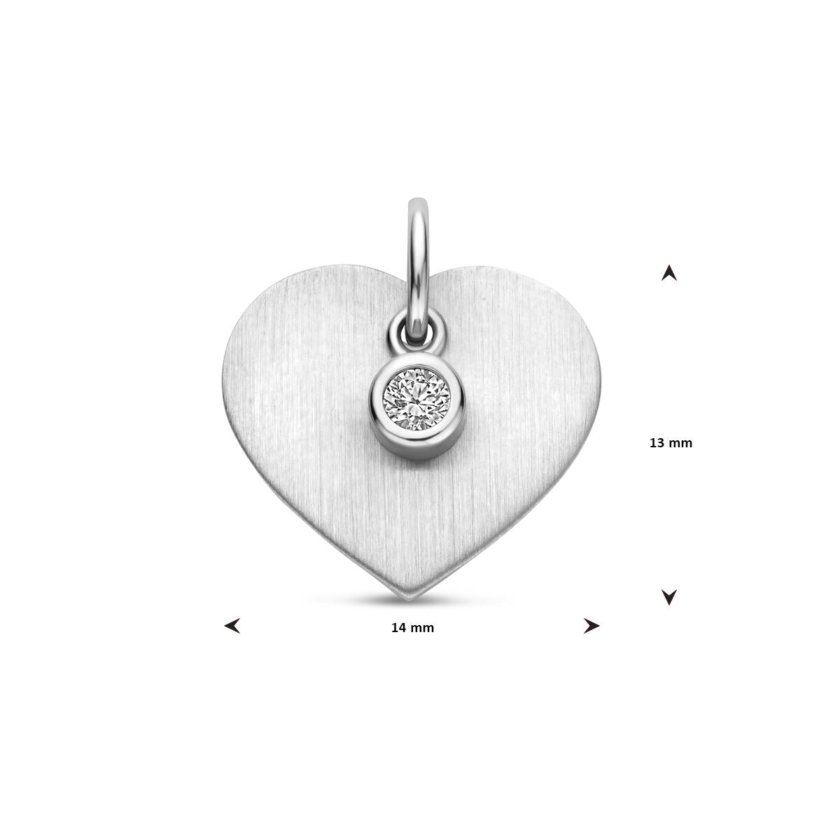 Fantasy Collection Graveerhanger hartje poli/mat zirkonia 15 mm zilver