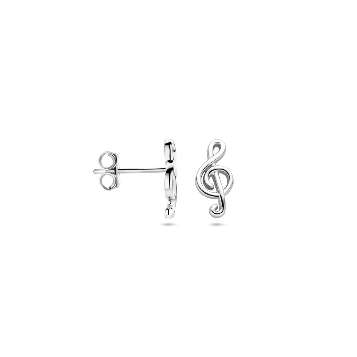 Fantasy Collection Oorbellen muzieknoot 12 mm zilver