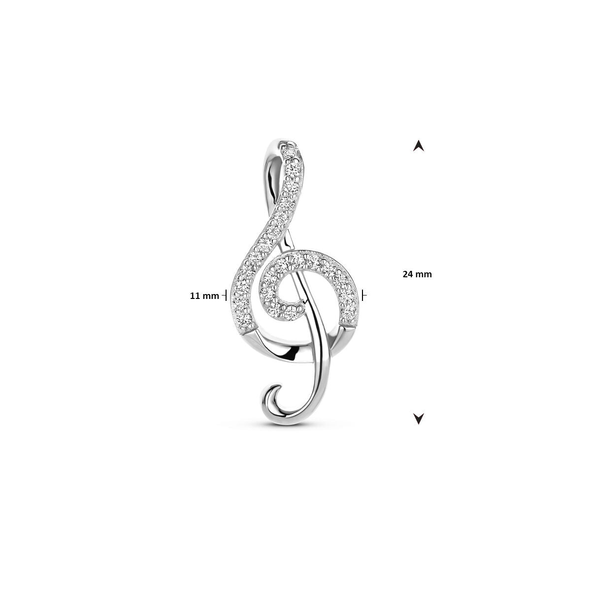 Fantasy Collection Hanger muzieknoot zirkonia 24 mm zilver