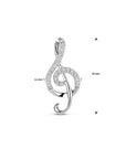 Zilver gerhodineerd hanger muzieknoot zirkonia 24 mm - 1340505 - PansiteNederland.nl
