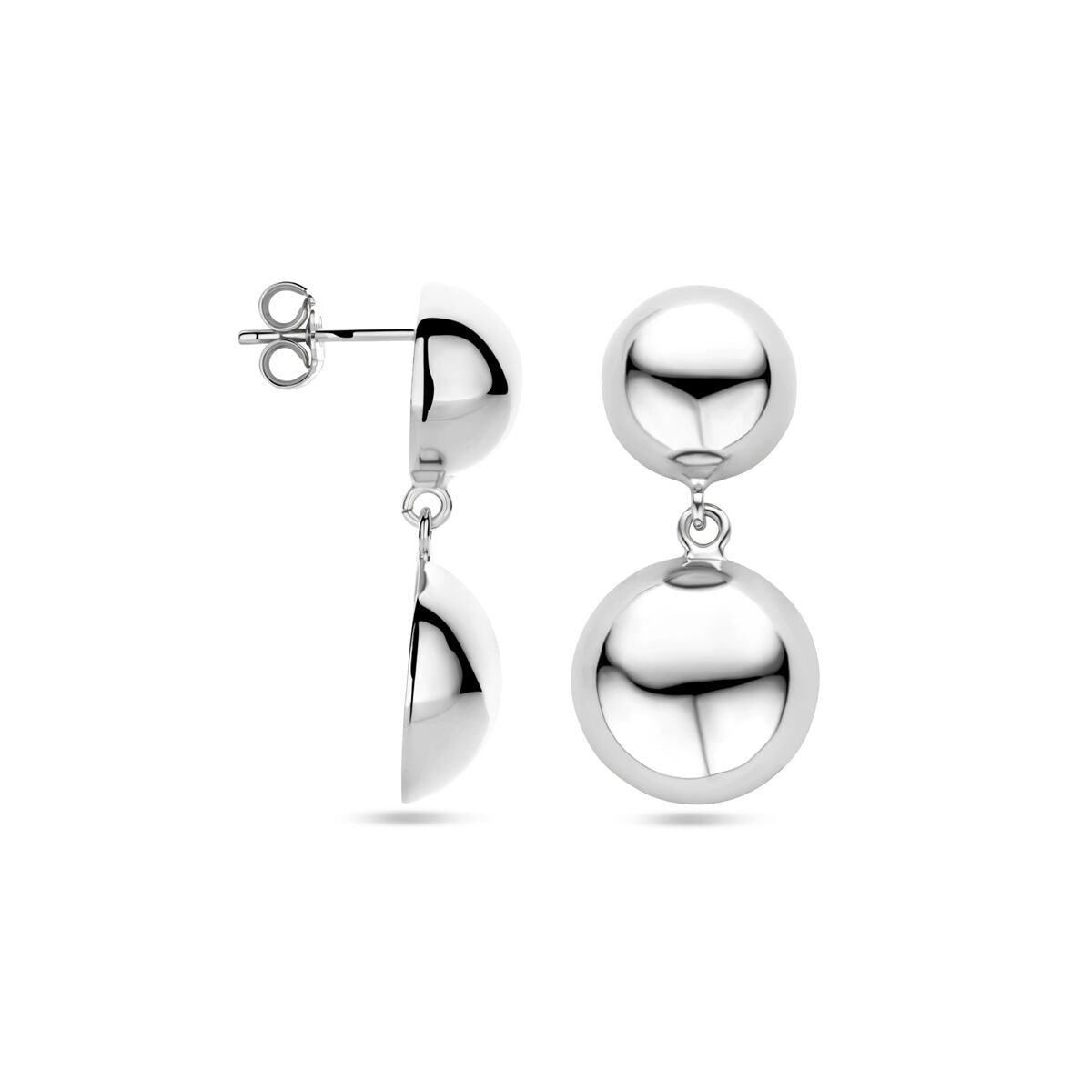 Fantasy Collection Hangende oorbellen half bol 31 mm zilver