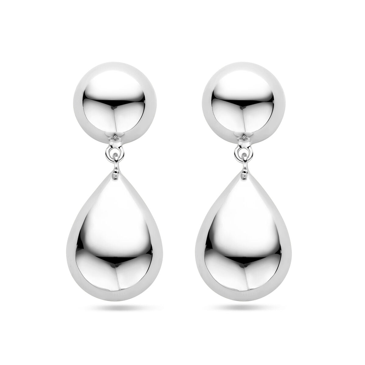 Fantasy Collection Hangende oorbellen half bol en druppel 40 mm zilver