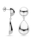 Zilver gerhodineerd oorhangers half bol en druppel 40 mm - 1340518 - PansiteNederland.nl