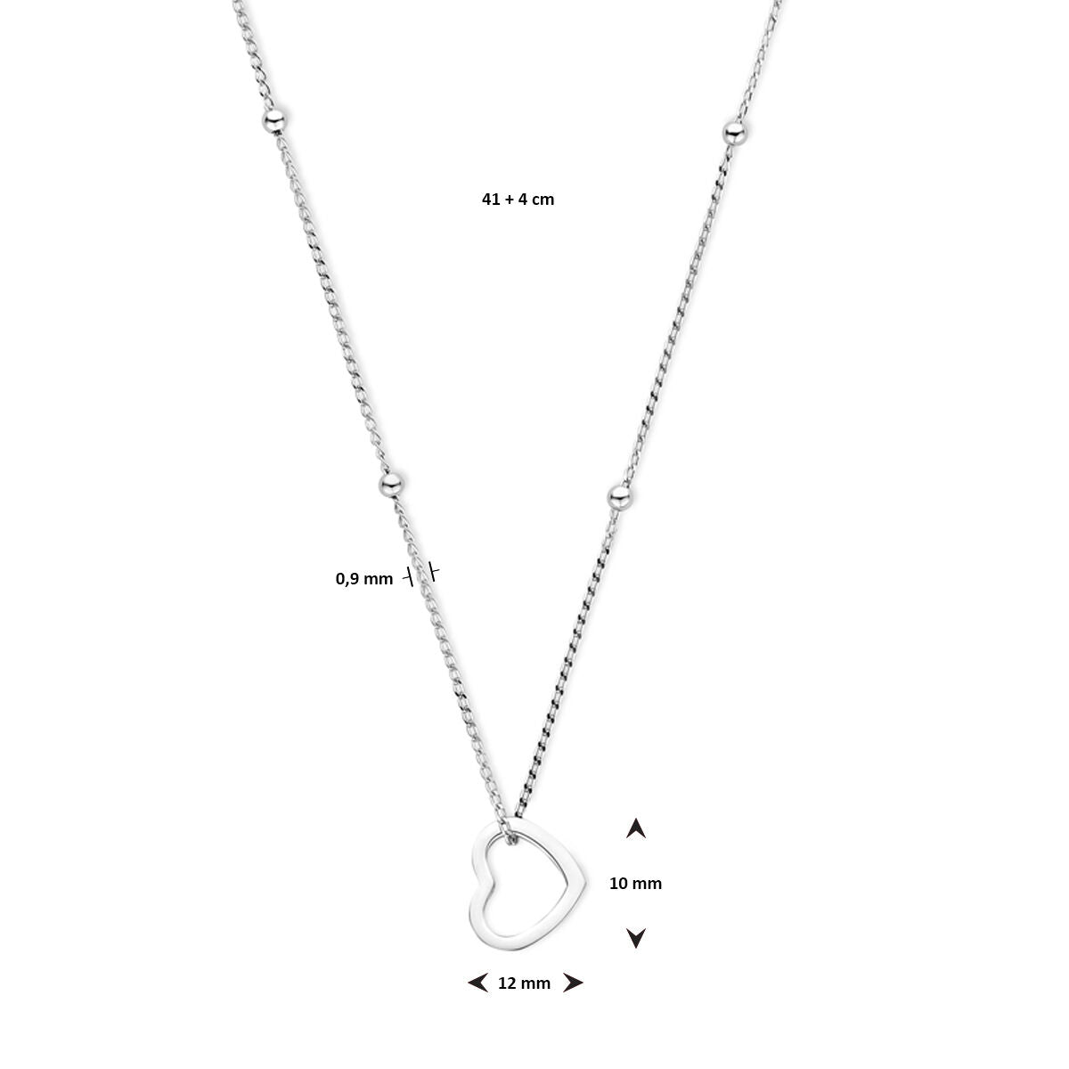 Fantasy Collection Collier hartje 41 + 4 cm zilver