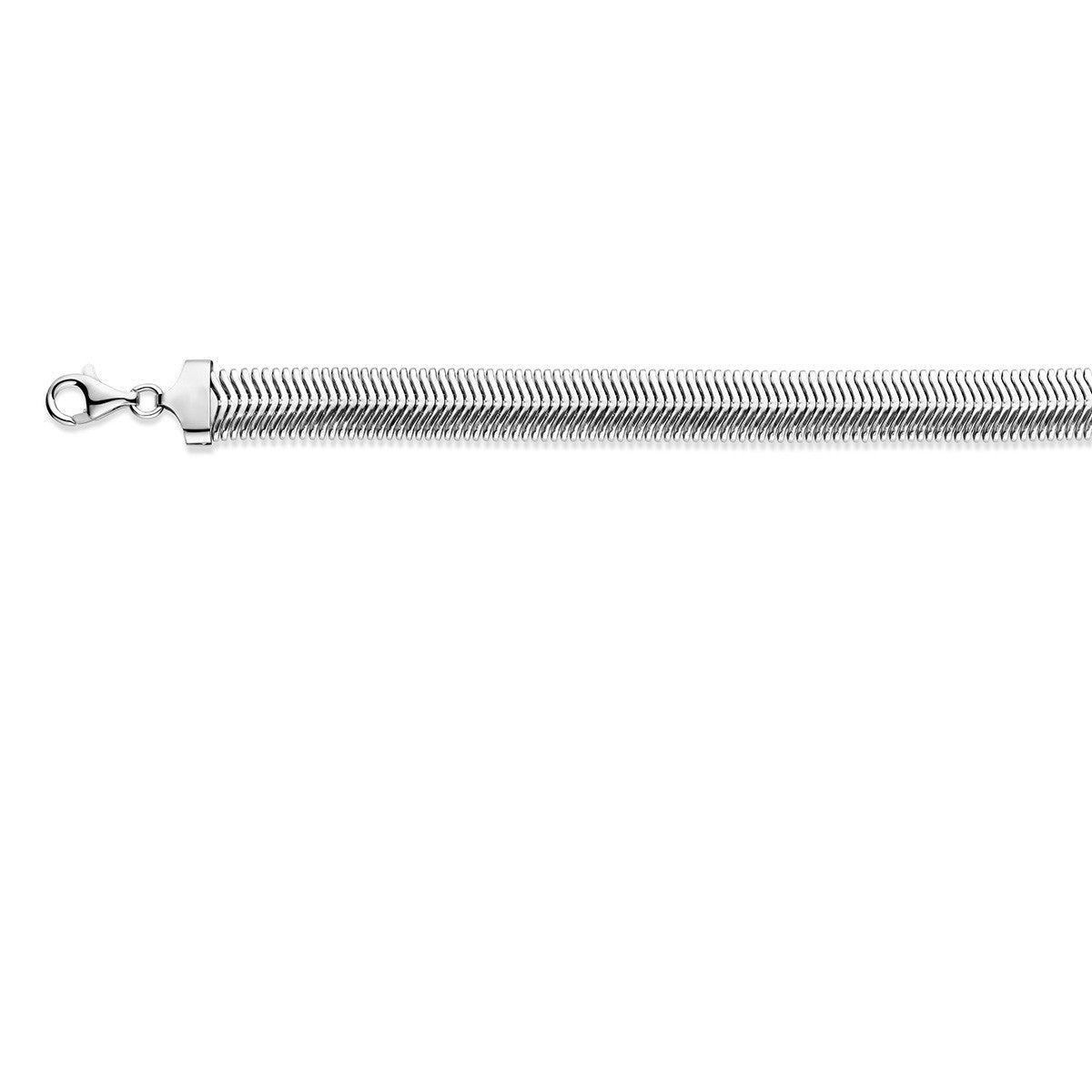 Armband Slang plat (bol) 10 mm zilver gerhodineerd