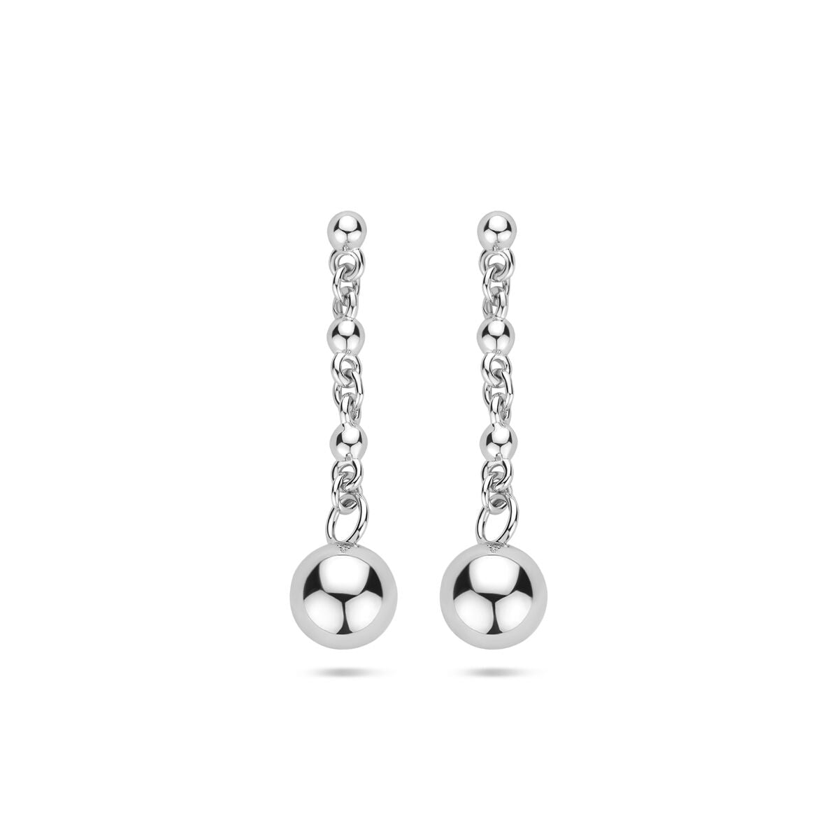 Fantasy Collection Hangende oorbellen bolletjes 25 mm zilver