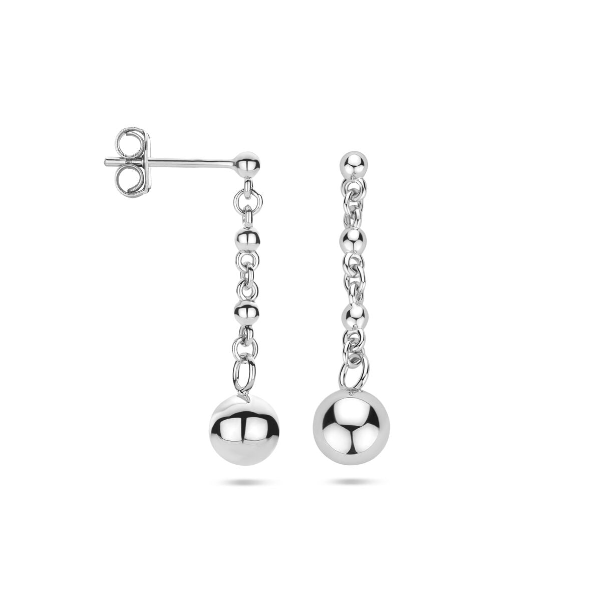 Fantasy Collection Hangende oorbellen bolletjes 25 mm zilver