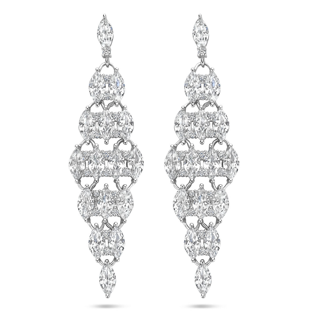 Fantasy Collection Hangende oorbellen zirkonia 50 mm zilver