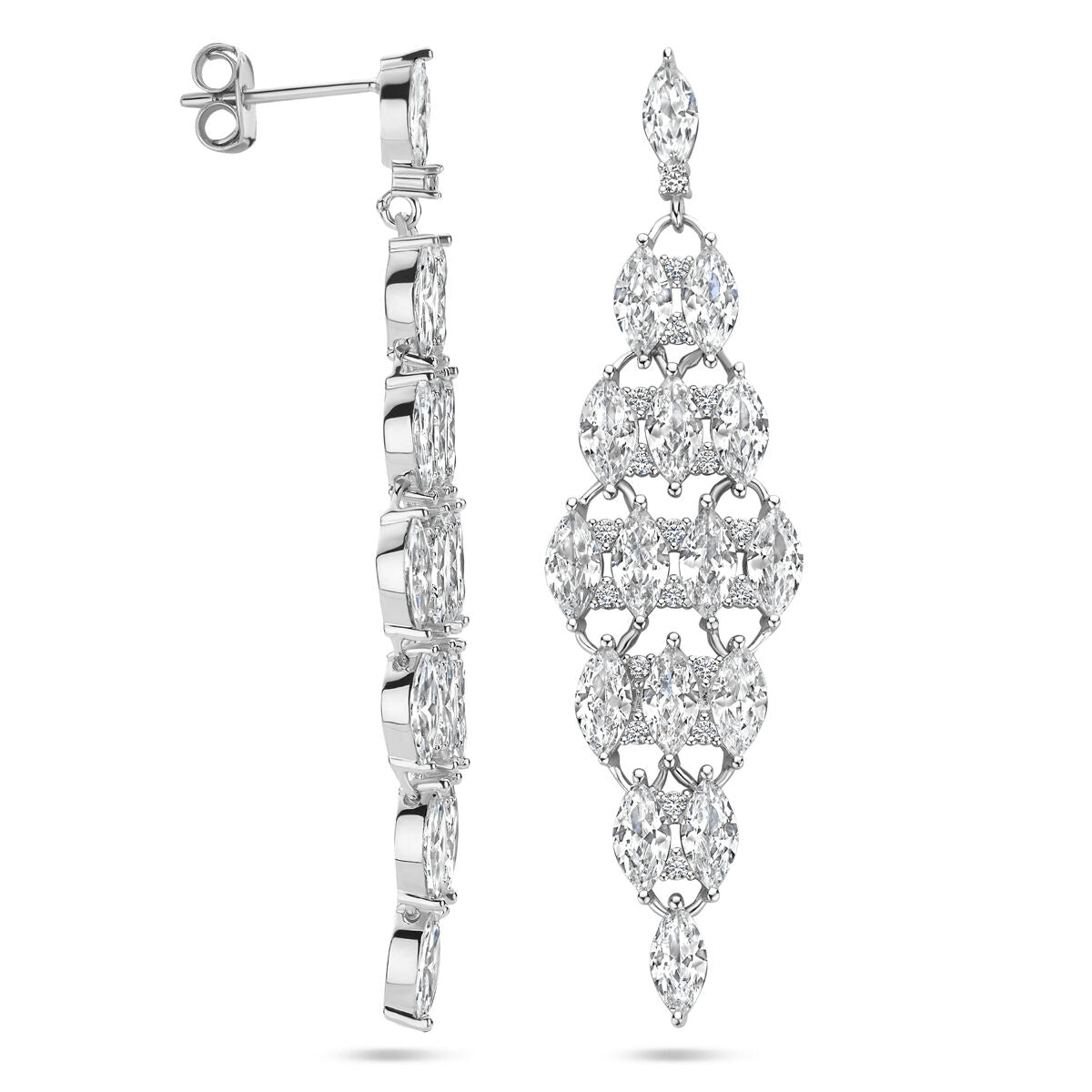 Fantasy Collection Hangende oorbellen zirkonia 50 mm zilver