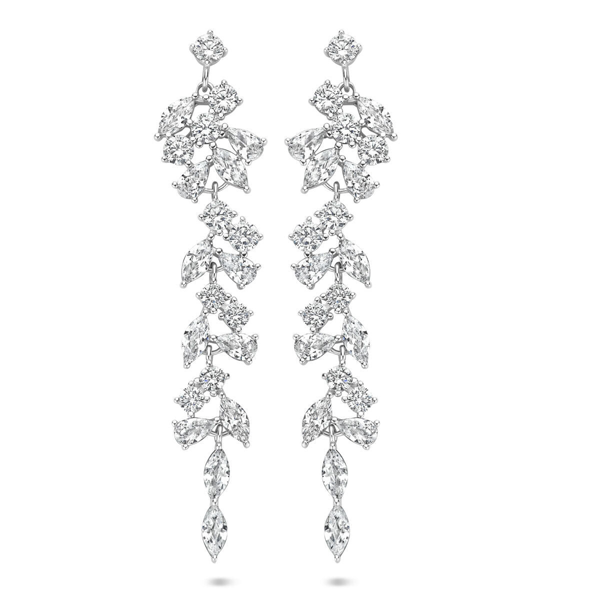 Fantasy Collection Hangende oorbellen zirkonia 60 mm zilver