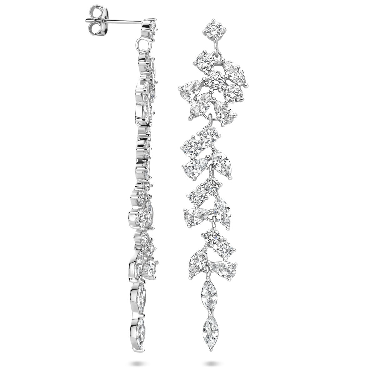 Fantasy Collection Hangende oorbellen zirkonia 60 mm zilver