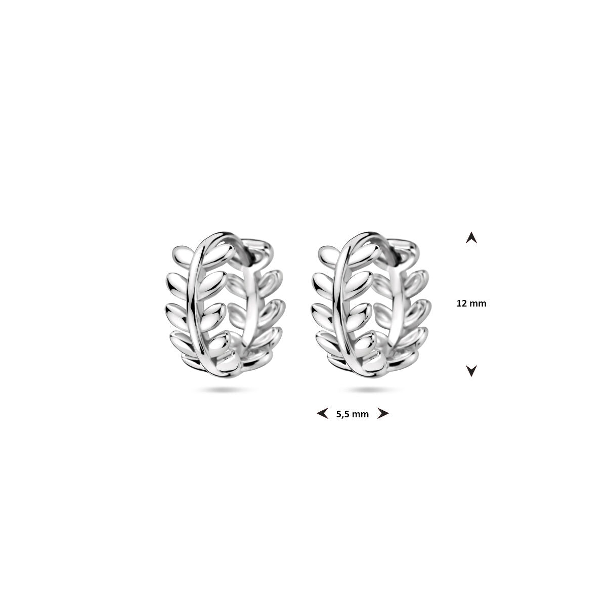 Fantasy Collection Oorbellen bladeren 12 mm zilver