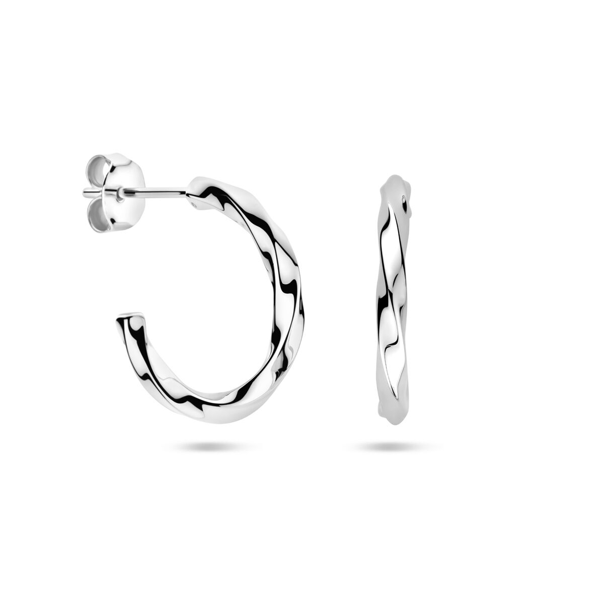Fantasy Collection Oorbellen gedraaid 18,5 mm zilver