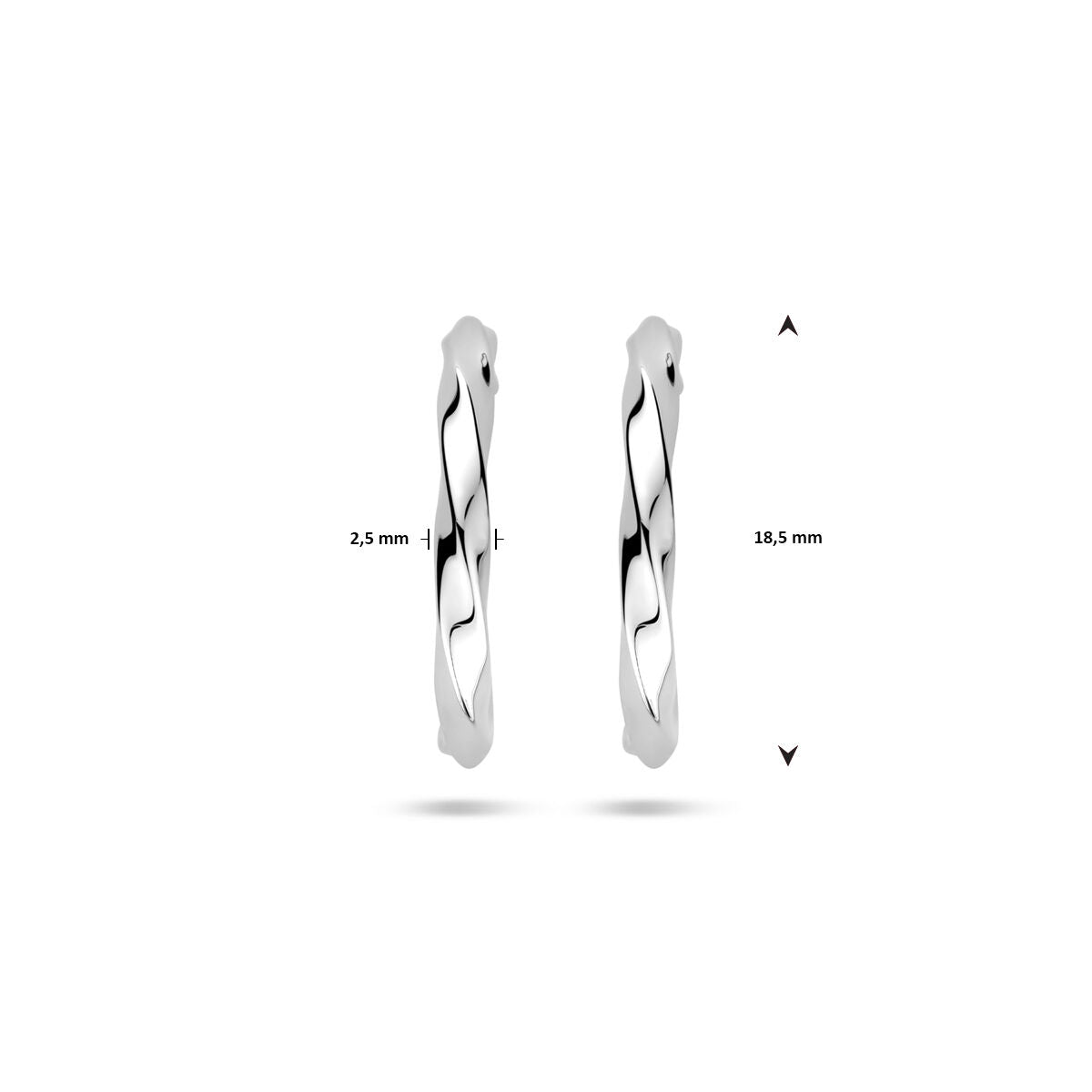 Fantasy Collection Oorbellen gedraaid 18,5 mm zilver