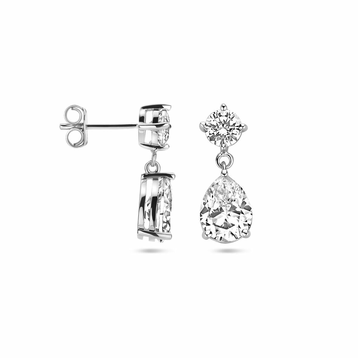 Fantasy Collection Hangende oorbellen zirkonia 20 mm zilver