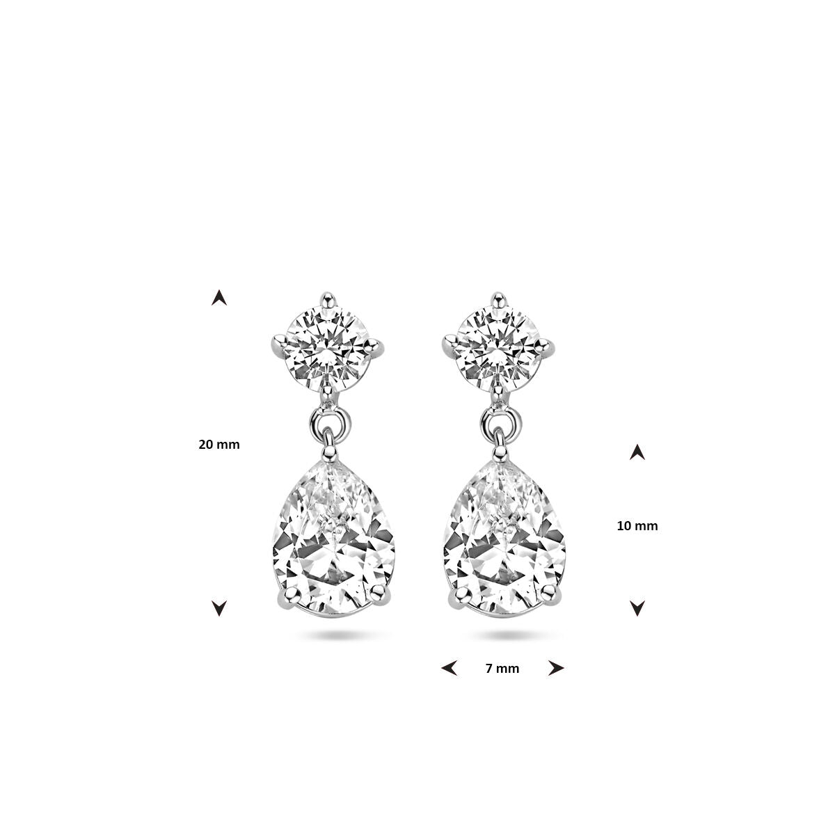 Fantasy Collection Hangende oorbellen zirkonia 20 mm zilver